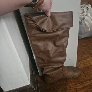 Brown Knee-High Leather Boots